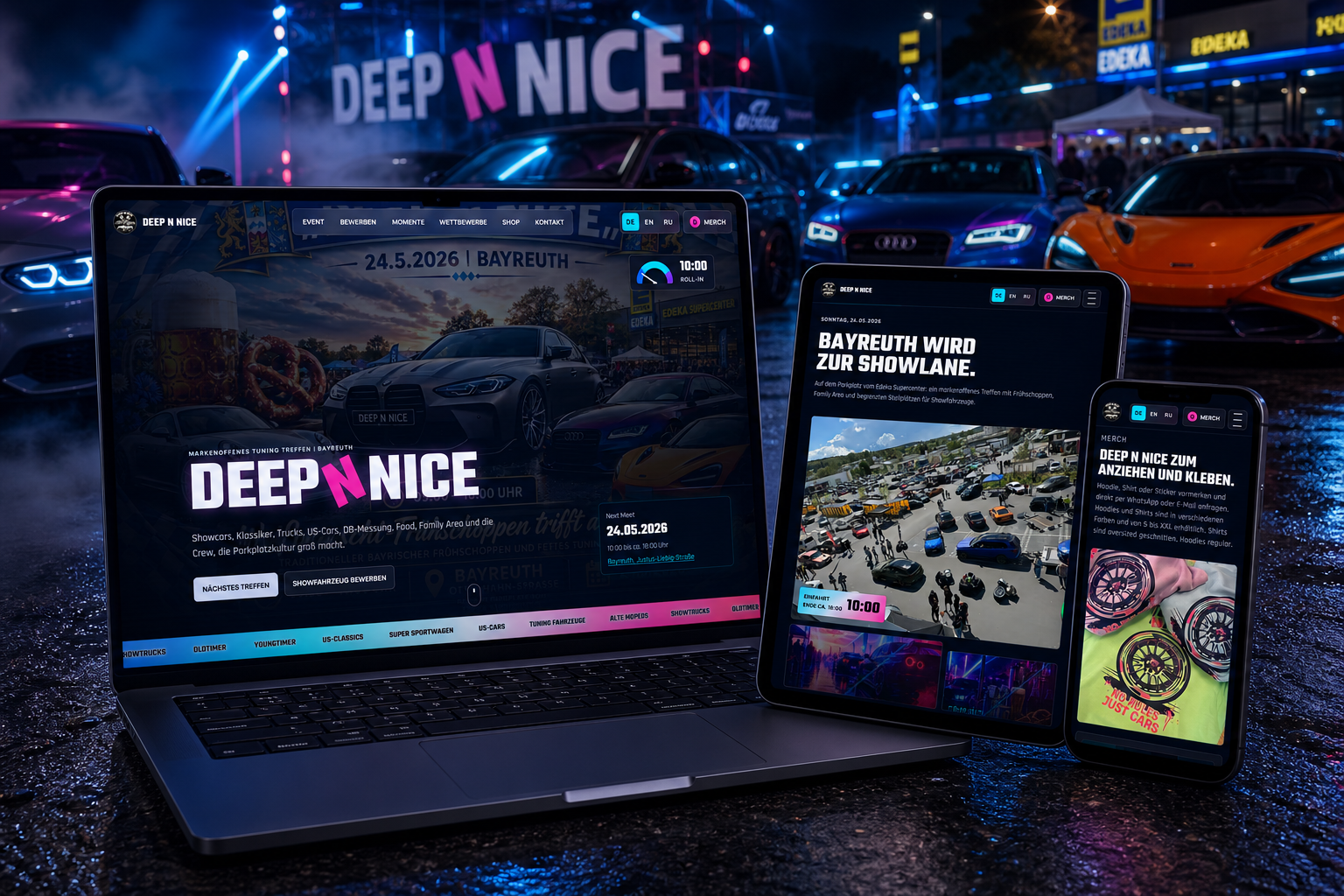 Deep N Nice Website auf Laptop, Tablet und Smartphone