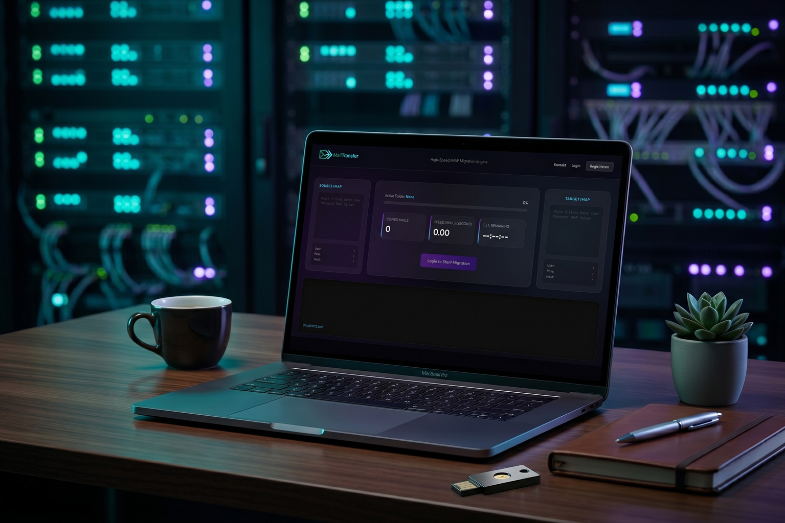 MailTransfer Website auf Laptop, Tablet und Smartphone