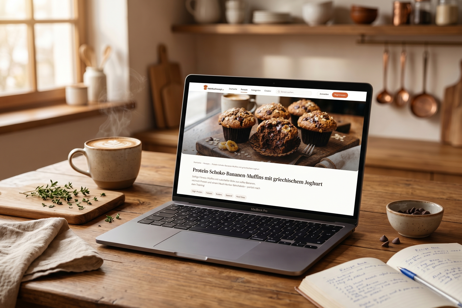 Mein Kochrezept Website auf Laptop, Tablet und Smartphone
