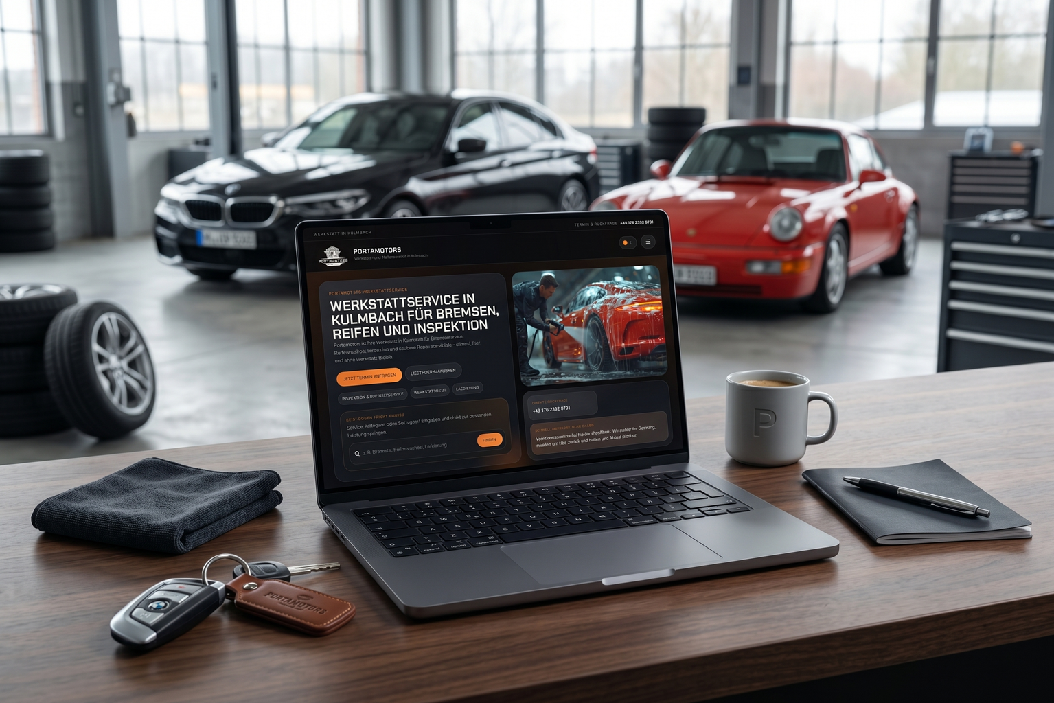 Porta Motors Website auf Laptop, Tablet und Smartphone