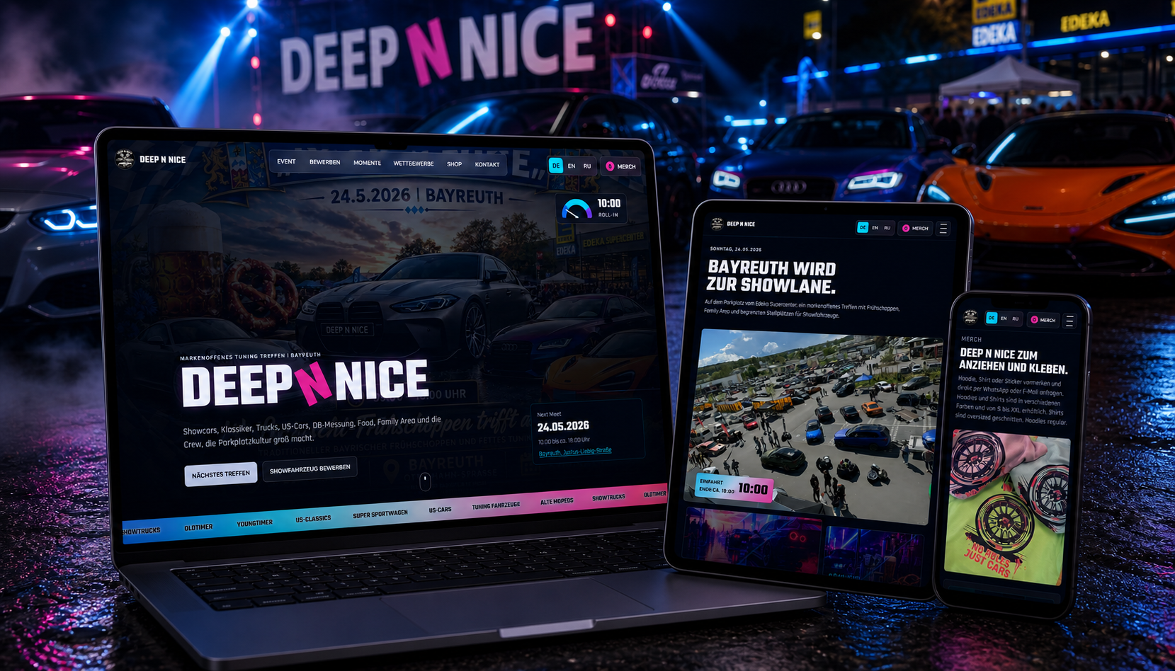 Deep N Nice Website auf Laptop, Tablet und Smartphone