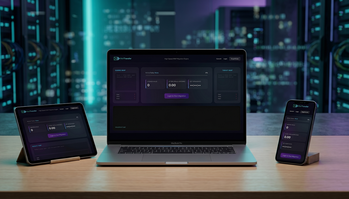 MailTransfer Website auf Laptop, Tablet und Smartphone