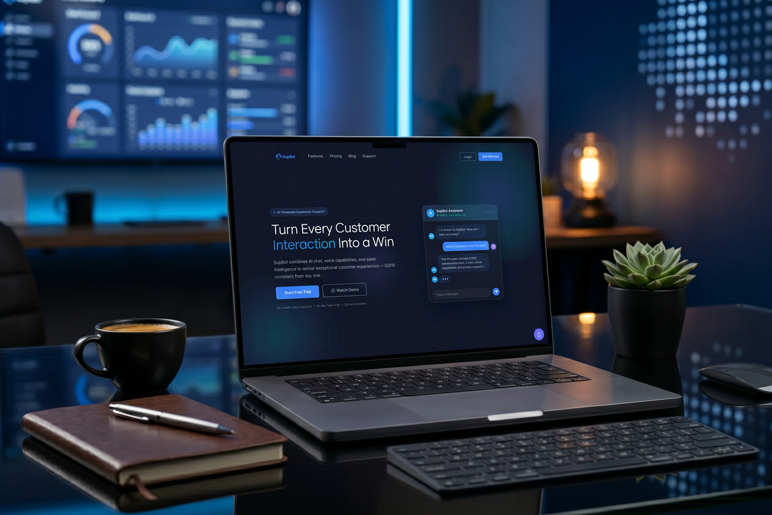 SupBot Website auf Laptop, Tablet und Smartphone