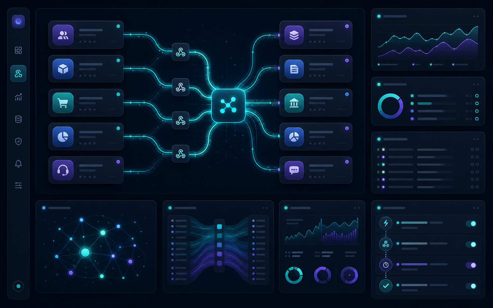 Automatisierungs-Dashboard mit verbundenen Systemen